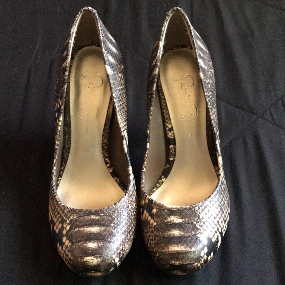 Jessica Simpson snakeskin heels